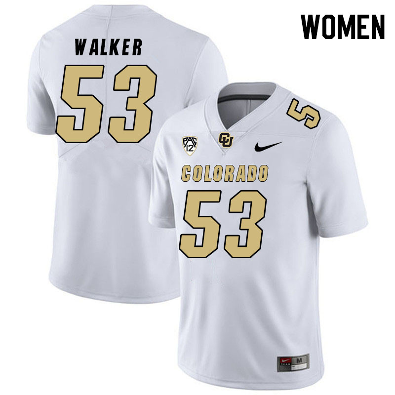 Women #53 Arden Walker Colorado Buffaloes College Football Jerseys Stitched Sale-White